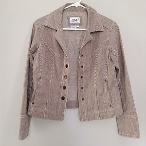 Brown Hickory Stripe Railroad Cotton Summer Jacket Small